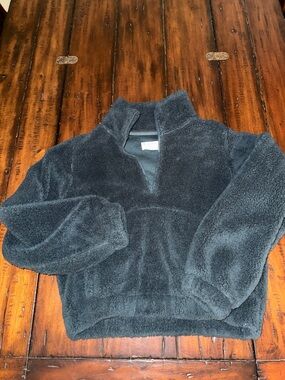 Z Supply Black Sherpa Half-Zip Pullover